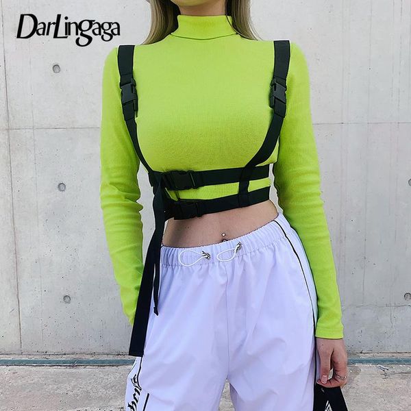 women's t-shirt darlingaga fashion neon green bodycon female long sleeve crop turtleneck t shirt suspender strap tees, White
women's t-shirt darlingaga fashion neon green bodycon female long sleeve crop turtleneck t shirt suspender strap tees, White