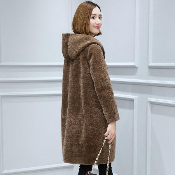 women's fur & faux collor real sheep shearing long wool jacket 2021 winter coat women hooded plus size zt239, Black
women's fur & faux collor real sheep shearing long wool jacket 2021 winter coat women hooded plus size zt239, Black