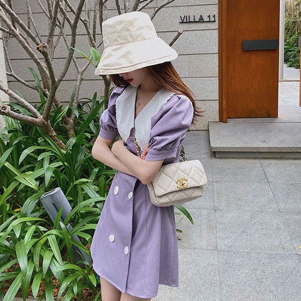 women summer short puff sleeve mini dress vinage double breasted female lace dress casual street lady boho vestidos, Black;gray
women summer short puff sleeve mini dress vinage double breasted female lace dress casual street lady boho vestidos, Black;gray