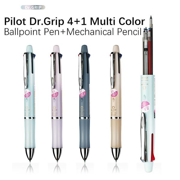 ballpoint pens 1pc pilot dr.grip 4+1 multi color pen mechanical pencil 0.3mm multifunctional module office school supplies, Blue;orange 
ballpoint pens 1pc pilot dr.grip 4+1 multi color pen mechanical pencil 0.3mm multifunctional module office school supplies, Blue;orange