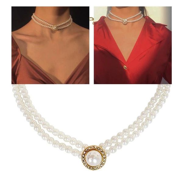 chokers french retro double-layer pearl pendant clavicle chain female simple light luxury niche design party necklace, Golden;silver
chokers french retro double-layer pearl pendant clavicle chain female simple light luxury niche design party necklace, Golden;silver