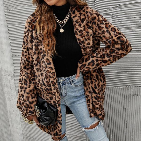 women's wool & blends women casual warm leopard turndown collar coat plush long sleeve pocket comfortable chaqueta mujer fashion, Black
women's wool & blends women casual warm leopard turndown collar coat plush long sleeve pocket comfortable chaqueta mujer fashion, Black