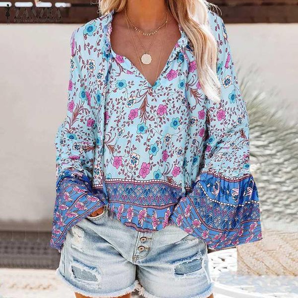women's blouses & shirts women summer floral printed shirt bohemian long flare sleeve blouse vintage loose blusas chemise holiday bea, White
women's blouses & shirts women summer floral printed shirt bohemian long flare sleeve blouse vintage loose blusas chemise holiday bea, White