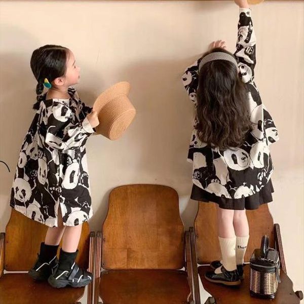 spring panda print children girl dresses long sleeve loose girls kids clothes dt324, Red;yellow
spring panda print children girl dresses long sleeve loose girls kids clothes dt324, Red;yellow