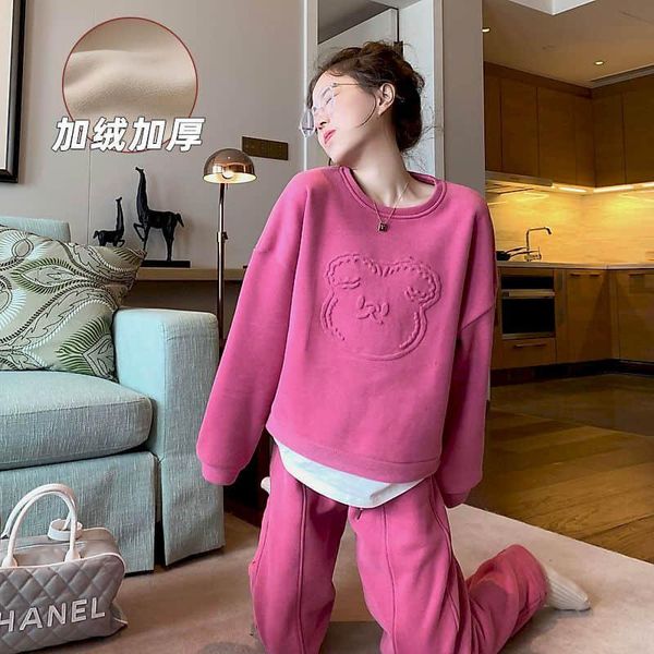 women's two piece pants autumn apring pieces suit women preppy style loose long sleeves solid velvet sweatshirts and wide leg sets, White
women's two piece pants autumn apring pieces suit women preppy style loose long sleeves solid velvet sweatshirts and wide leg sets, White