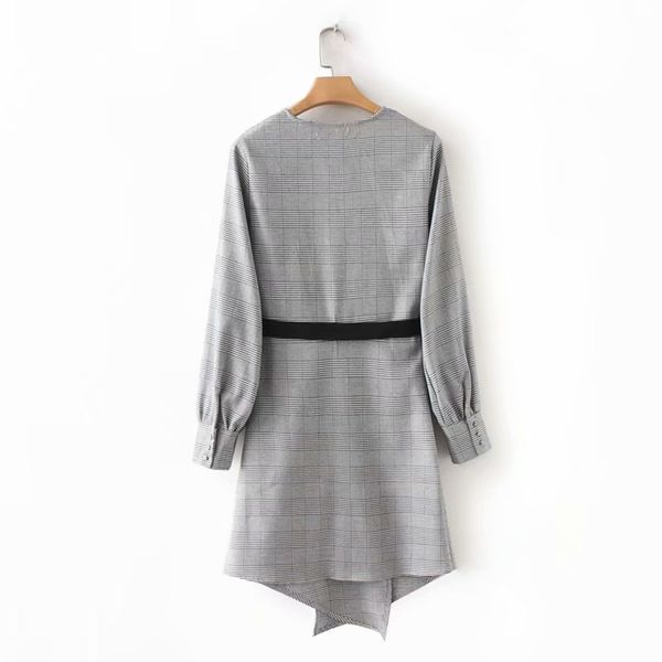 2019 women vintage v neck houndstooth plaid irregular hem kimono dress office lady slim vestidos bow dress, Black;gray
2019 women vintage v neck houndstooth plaid irregular hem kimono dress office lady slim vestidos bow dress, Black;gray