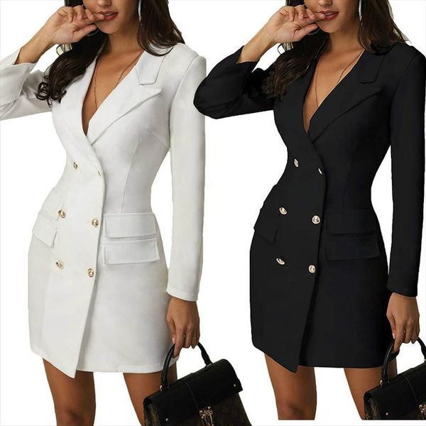 elegant mini autumn women dresses long sleeve double breasted button solid slim office lady business female clothes oversize, Black;gray
elegant mini autumn women dresses long sleeve double breasted button solid slim office lady business female clothes oversize, Black;gray