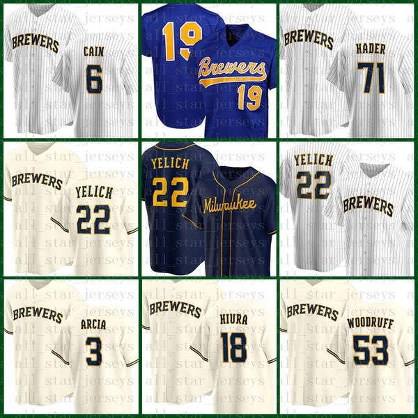 22 christian yelich milwaukee custom brewers baseball jersey robin yount lorenzo cain orlando arcia keston hiura josh hader woodruff multi, Blue;black
22 christian yelich milwaukee custom brewers baseball jersey robin yount lorenzo cain orlando arcia keston hiura josh hader woodruff multi, Blue;black