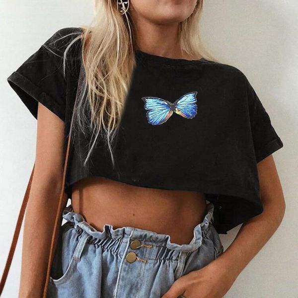 women's t-shirt blue butterfly printed t-shirts gothic for girls oversize crop black tshirts women clothing tee shirt, White
women's t-shirt blue butterfly printed t-shirts gothic for girls oversize crop black tshirts women clothing tee shirt, White