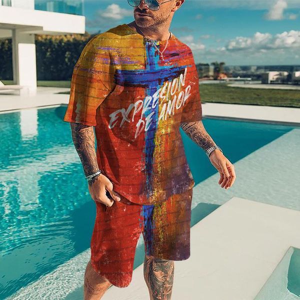 jogging clothing men's sports suit t-shirt + shorts workout clothes 2-piece set of sky letters 3d cross printing short-sleeved sportswe, Black;red
jogging clothing men's sports suit t-shirt + shorts workout clothes 2-piece set of sky letters 3d cross printing short-sleeved sportswe, Black;red