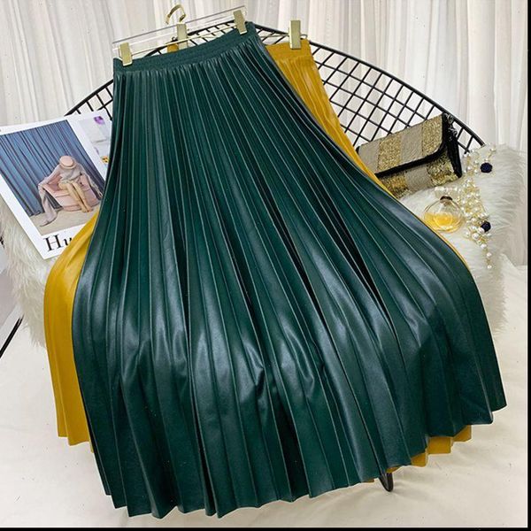 pu leather pleated autumn womens skirt winter european style elastic high waist solid midi long skirts female, Black
pu leather pleated autumn womens skirt winter european style elastic high waist solid midi long skirts female, Black