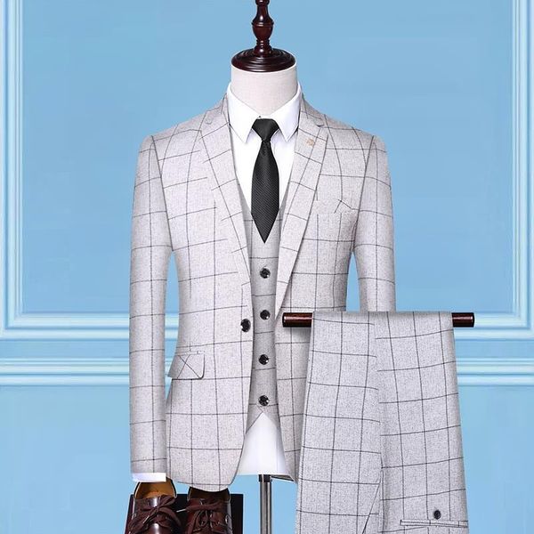 men's suits & blazers suit plaid slim business casual wedding groom gentleman quality 3-piece blaze with trousers and vest set, White;black
men's suits & blazers suit plaid slim business casual wedding groom gentleman quality 3-piece blaze with trousers and vest set, White;black