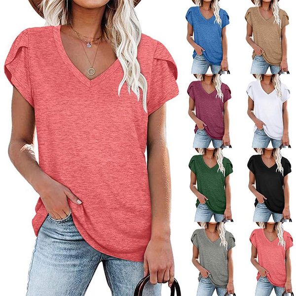 women's t-shirt summer solid color t shirt v neck casual loose fashion short sleeved plus size clothing blusa de frio feminina, White
women's t-shirt summer solid color t shirt v neck casual loose fashion short sleeved plus size clothing blusa de frio feminina, White