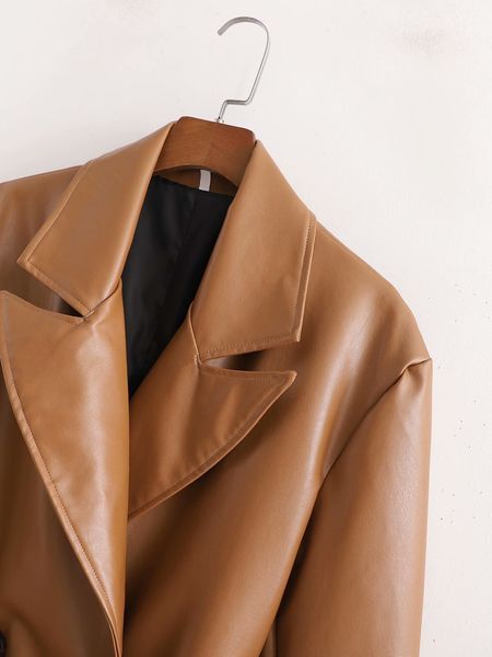2021 new winter faux leather trench coat woman pu windbreaker double breasted outwear solid color b5xm, Tan;black
2021 new winter faux leather trench coat woman pu windbreaker double breasted outwear solid color b5xm, Tan;black