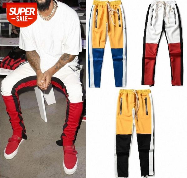 street fog retro sports style trousers button zipper stitching color bars slim casual pants #sn8m, Black
street fog retro sports style trousers button zipper stitching color bars slim casual pants #sn8m, Black