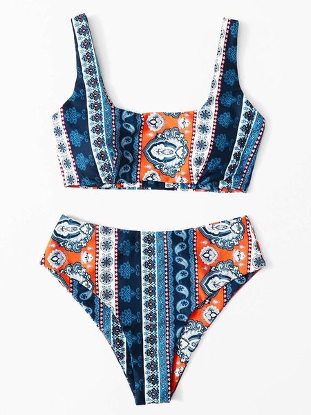 women's swimwear high waist swimsuit ethnic print bikini push up women cut biquini 2021 bathing suit beachwear, White;black
women's swimwear high waist swimsuit ethnic print bikini push up women cut biquini 2021 bathing suit beachwear, White;black