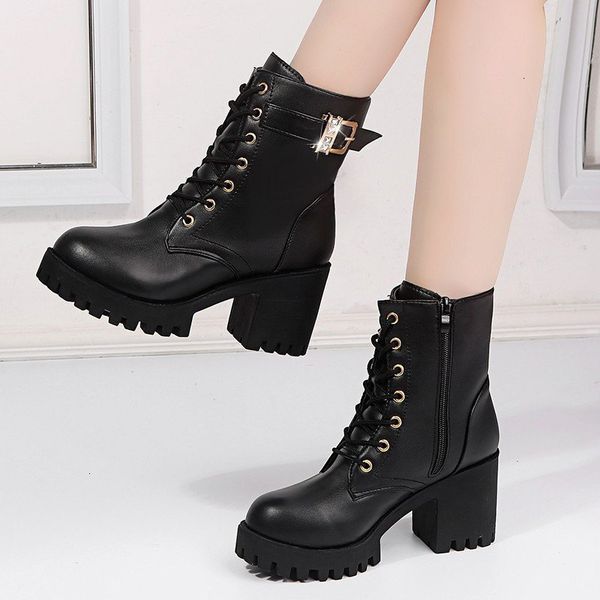 2021 new fashion crystal buckle square heels ankle women high motorcycle boots woman pu leather warm winter shoes po0h, Black
2021 new fashion crystal buckle square heels ankle women high motorcycle boots woman pu leather warm winter shoes po0h, Black