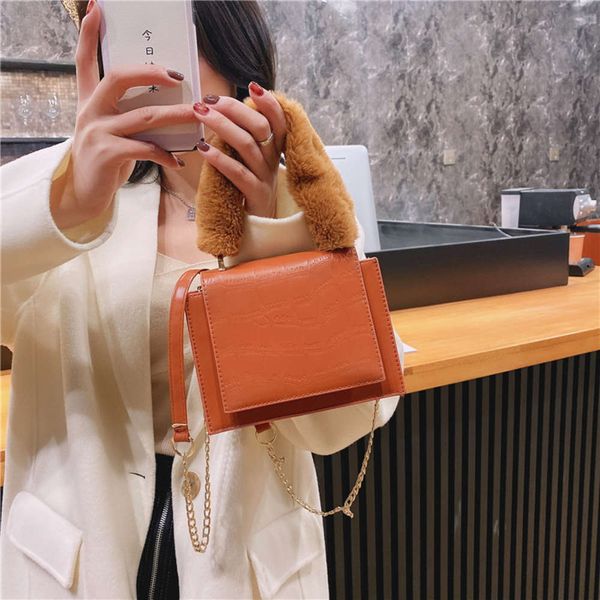hbp fashion popular embossed plush handbag in autumn and winter