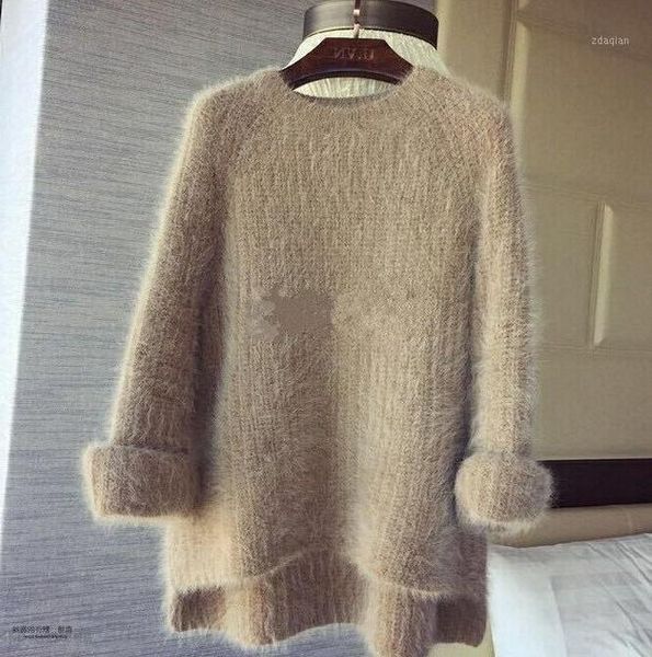 women's sweaters 2021 front short after long korean loose sets of mink cashmere women autumn and winter sweater, White;black
women's sweaters 2021 front short after long korean loose sets of mink cashmere women autumn and winter sweater, White;black