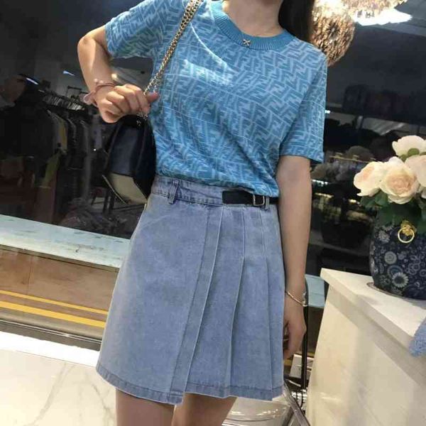design high version summer new f letter ice silk round neck t-shirt and skirt set can be approved separately, White
design high version summer new f letter ice silk round neck t-shirt and skirt set can be approved separately, White