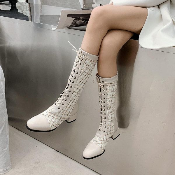 boots lady fashion color matching lattice knee high spring autumn cross tied square toe women shoes winter mid-heel knight, Black
boots lady fashion color matching lattice knee high spring autumn cross tied square toe women shoes winter mid-heel knight, Black