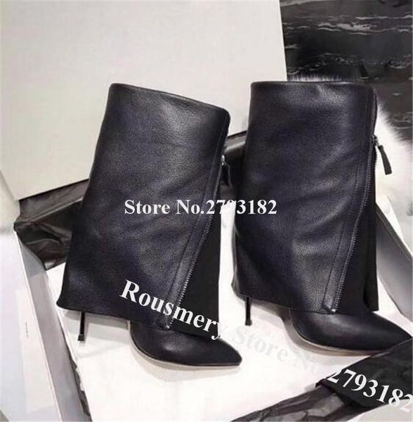 boots fashion women pointed toe metal stileeto heel gladiator short zipper decorated folded high ankle booties, Black
boots fashion women pointed toe metal stileeto heel gladiator short zipper decorated folded high ankle booties, Black