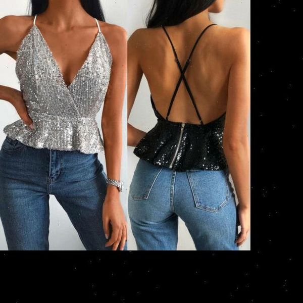 new fashion women bling sequined strapless deep v neck sling sleeveless backless ruffles tank lady summer casual s xl, White
new fashion women bling sequined strapless deep v neck sling sleeveless backless ruffles tank lady summer casual s xl, White