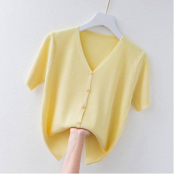 women's knits & tees ljsxls summer thin open stitch knitted sweater chic button v-neck mujer casual short sleeve women clothing, White
women's knits & tees ljsxls summer thin open stitch knitted sweater chic button v-neck mujer casual short sleeve women clothing, White