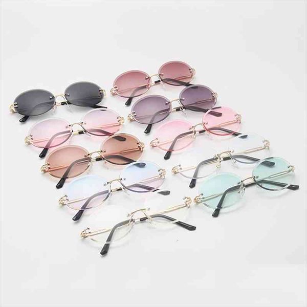 stylish oval frameless sunglasses vintage gradient sun glasses for women men a66, White;black
stylish oval frameless sunglasses vintage gradient sun glasses for women men a66, White;black