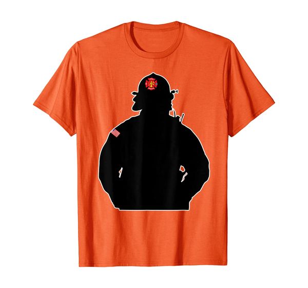 firefighter silhouette fire hero thin red line t-shirt, White;black 
firefighter silhouette fire hero thin red line t-shirt, White;black