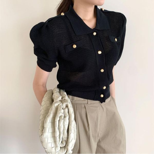 women's t-shirt summer thin black turndown collar women casual knit short sleeve cardigan female fashion vintage ladies, White
women's t-shirt summer thin black turndown collar women casual knit short sleeve cardigan female fashion vintage ladies, White