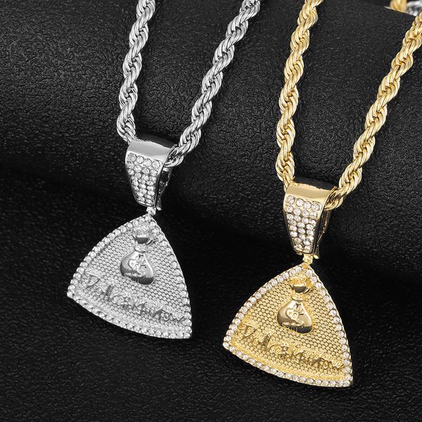 2pcs2022 fashion ice out hip hop triangle pendant necklace men with money bag jewelry gold color rock rap cuban chain necklace gift, Silver
2pcs2022 fashion ice out hip hop triangle pendant necklace men with money bag jewelry gold color rock rap cuban chain necklace gift, Silver