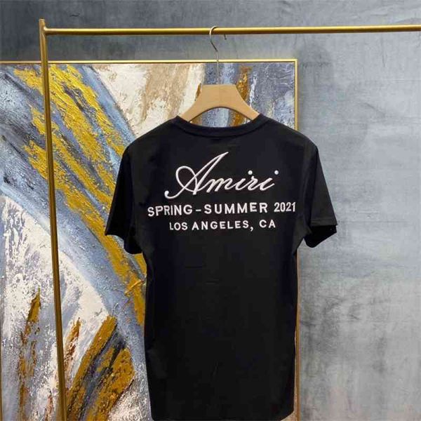 summer short sleeve us amir t-shirt cotton letter embroidery and women's fashion brand, White;black
summer short sleeve us amir t-shirt cotton letter embroidery and women's fashion brand, White;black