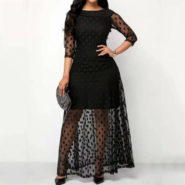 casual dresses polka dot long dress perspective mesh lace formal party elegant maxi half sleeve o neck vintage 40#, Black;gray
casual dresses polka dot long dress perspective mesh lace formal party elegant maxi half sleeve o neck vintage 40#, Black;gray