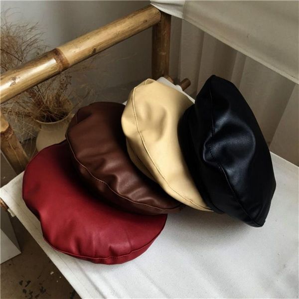 berets solid female ladies women warm beanie french artist hat pu leather adjustable beret cap, Blue;gray
berets solid female ladies women warm beanie french artist hat pu leather adjustable beret cap, Blue;gray
