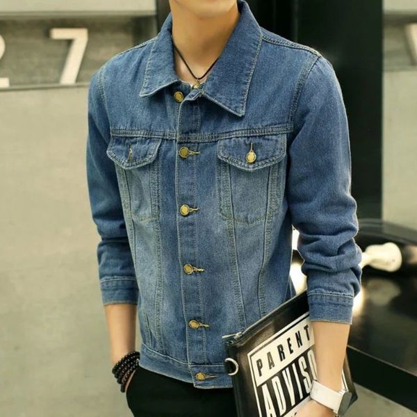 men's winter washed korean leisure trend handsome jacket student light color jeans clothes, Black;brown
men's winter washed korean leisure trend handsome jacket student light color jeans clothes, Black;brown