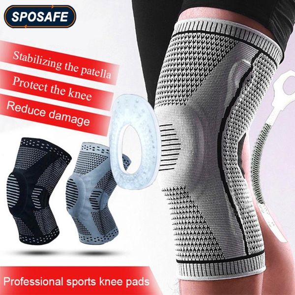 sports compression knee support brace patella protector knitted silicone spring leg sleeves for basketball volleyball knee pad, Black;gray
sports compression knee support brace patella protector knitted silicone spring leg sleeves for basketball volleyball knee pad, Black;gray