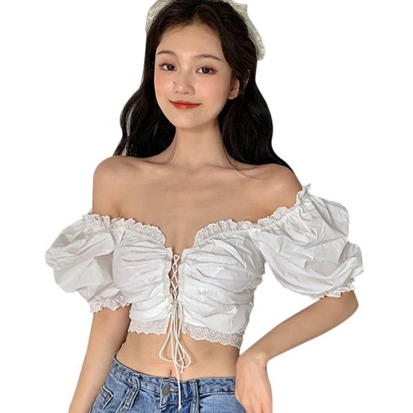 women's blouses & shirts floral print slash neck hollow out sweet exposed navel short sleeve shirt female korean sweety blouse, White
women's blouses & shirts floral print slash neck hollow out sweet exposed navel short sleeve shirt female korean sweety blouse, White