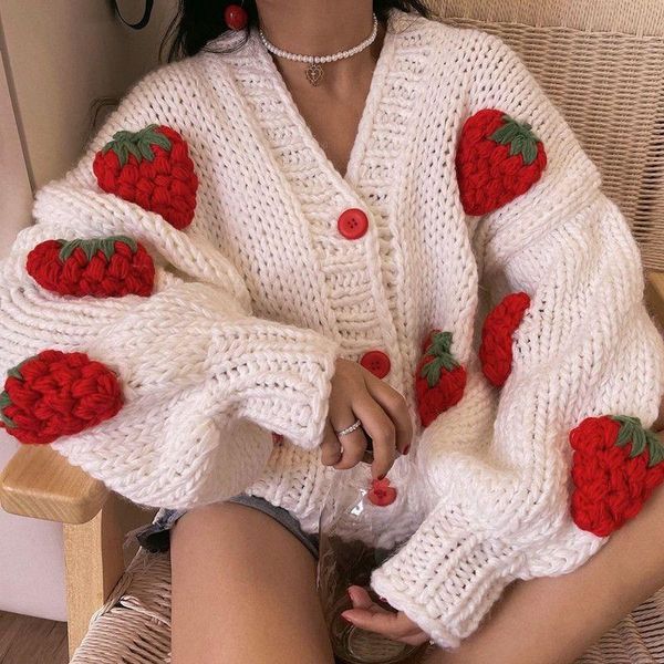 women's knits & tees elegant strawberry decoration cardigan sweaters women fashion single breasted loose v-neck coat autumn clothing kn, White
women's knits & tees elegant strawberry decoration cardigan sweaters women fashion single breasted loose v-neck coat autumn clothing kn, White