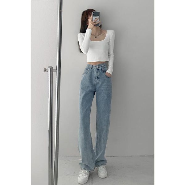women's jeans lrregular high waisted mom women straight street full length denim pants baggy trousers female 2021 fashion spliced, Blue
women's jeans lrregular high waisted mom women straight street full length denim pants baggy trousers female 2021 fashion spliced, Blue