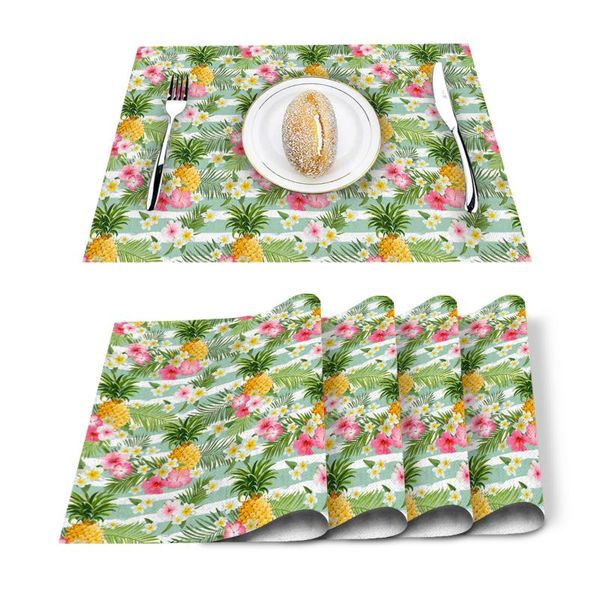 table runner 4/6 pcs placemat pineapple and tropical flower printed mat for tables heat-insulation cotton linen kitchen dining pads
table runner 4/6 pcs placemat pineapple and tropical flower printed mat for tables heat-insulation cotton linen kitchen dining pads