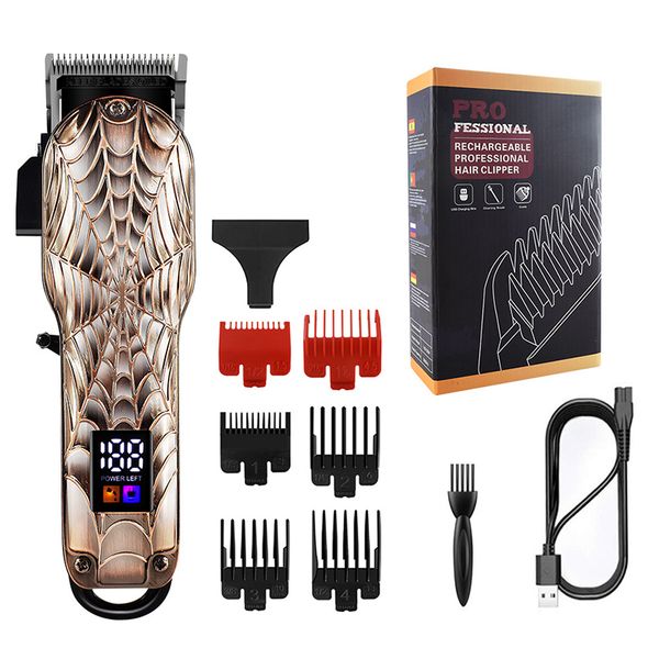 usb charging men hair trimmer spider web design 2500mah battery lcd high-speed power professional trimmers with box
usb charging men hair trimmer spider web design 2500mah battery lcd high-speed power professional trimmers with box
