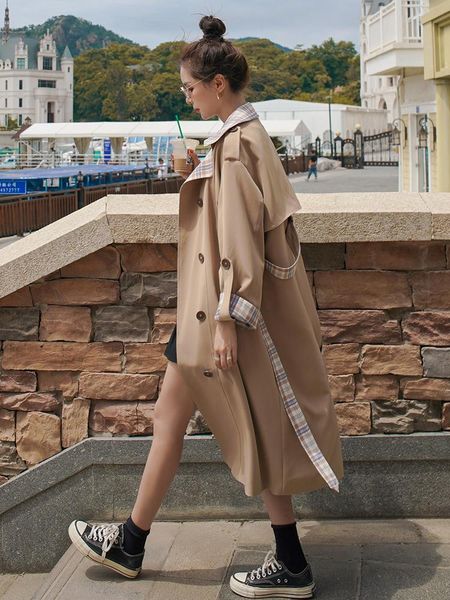 women's trench coats long coat for women 2021 mid-length spring and autumn british style khaki simple chic single breasted windbreaker, Tan;black
women's trench coats long coat for women 2021 mid-length spring and autumn british style khaki simple chic single breasted windbreaker, Tan;black