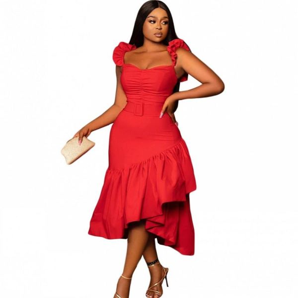casual dresses summer for women square collar spaghetti strap slim robe fashion solid irregular ruffle splice party dress vestidos gown, Black;gray
casual dresses summer for women square collar spaghetti strap slim robe fashion solid irregular ruffle splice party dress vestidos gown, Black;gray