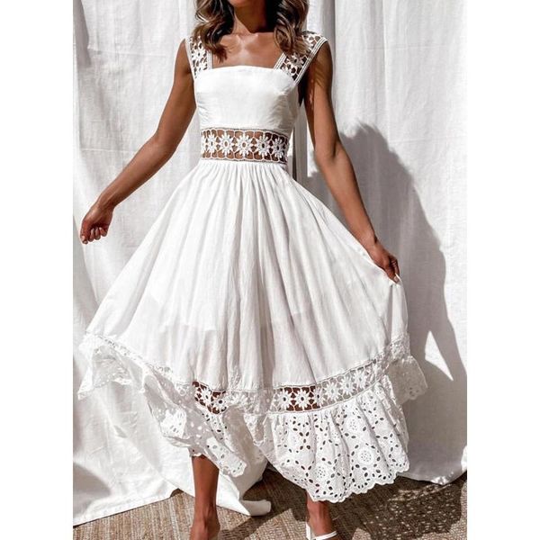 casual dresses summer sleeveless lace hollow suspender dress lady sweety white big hem pleated women elegant fashion strapless, Black;gray
casual dresses summer sleeveless lace hollow suspender dress lady sweety white big hem pleated women elegant fashion strapless, Black;gray