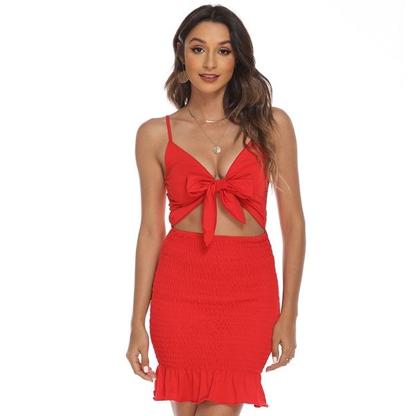 2022 summer chest wrap backless women's dress fashion fold bow design suspender mini skirt, Black;red
2022 summer chest wrap backless women's dress fashion fold bow design suspender mini skirt, Black;red