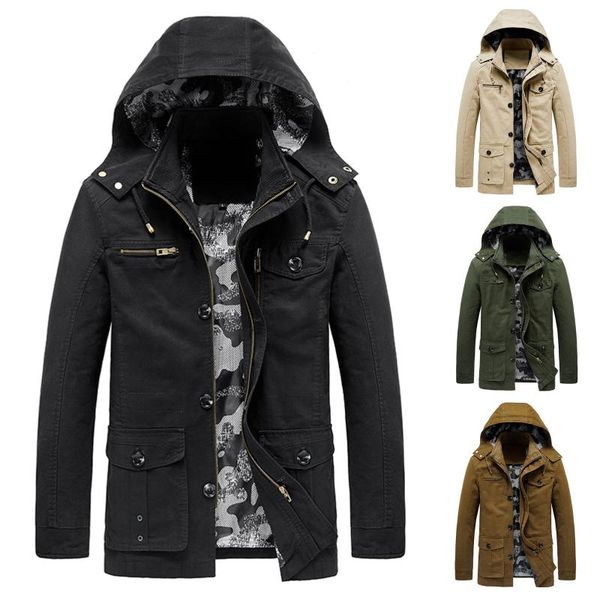 men's jackets men autumn winter thicken hooded zipper coat solid color loose casual detachable large size jacket with pockets, Black;brown
men's jackets men autumn winter thicken hooded zipper coat solid color loose casual detachable large size jacket with pockets, Black;brown