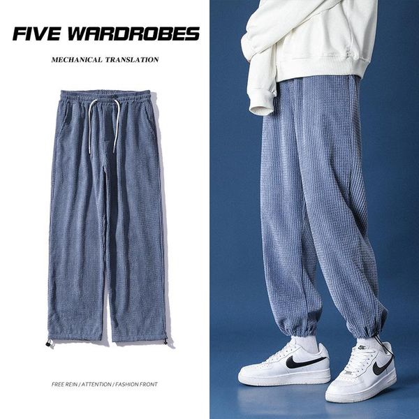 men's pants 2021 solid color tie leg straight casual streetwear pleated warm korean woman corduroy oversize trousers, Black
men's pants 2021 solid color tie leg straight casual streetwear pleated warm korean woman corduroy oversize trousers, Black
