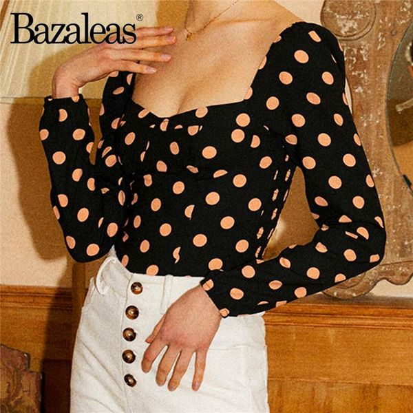 women's blouses & shirts bazaleas 2021 chic yellow dot print black ropa mujer fashion blouse women harajuku vintage slim elastic, White
women's blouses & shirts bazaleas 2021 chic yellow dot print black ropa mujer fashion blouse women harajuku vintage slim elastic, White