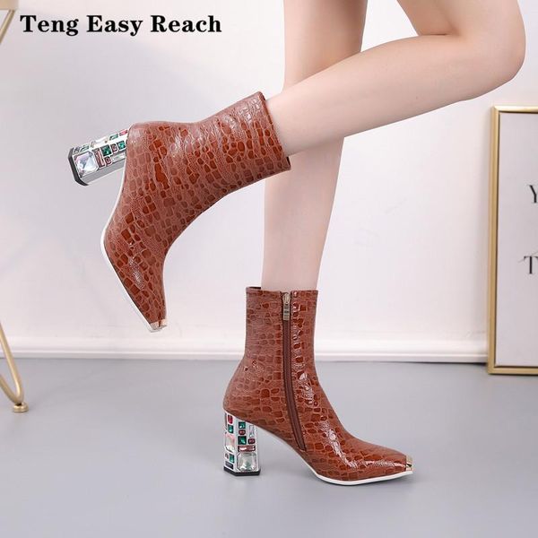 boots 2021 fashion metal square toe women crystal high heel ankle pu leather autumn winter ladies shoes 34-43, Black
boots 2021 fashion metal square toe women crystal high heel ankle pu leather autumn winter ladies shoes 34-43, Black
